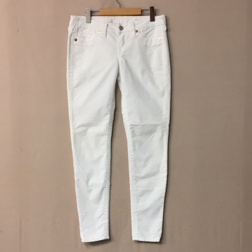 True Religion Women Shannon White Slim Fit Soft Corduroy Pant. Sz 29